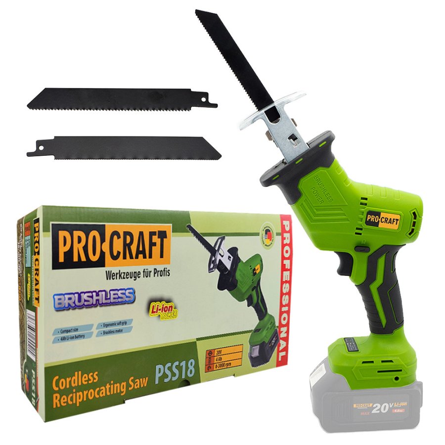 PROCRAFT PSS18 bezuhlíková aku pila ocaska LiIon 20V, bez aku