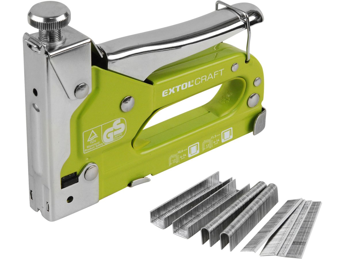 EXTOL CRAFT 9176 pistole sponkovací a hřebíkovací 4-14mm 3v1, nastavitelný úder