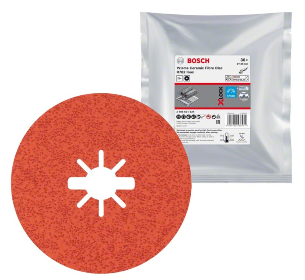 BOSCH brusný fíbrový kotouč 125 mm R782 Z36 X-LOCK Prisma Ceramic, 2608621824, 25ks