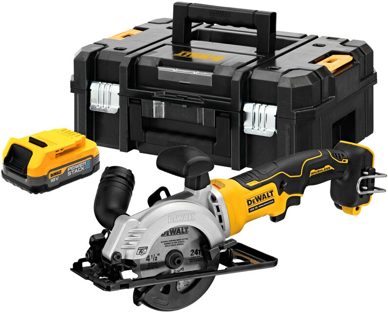 DeWALT DCS571E1T (1x1,7Ah PowerStack) aku okružní pila - verze bez nabíječky