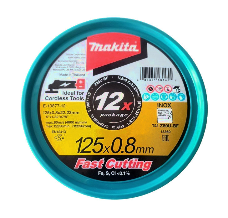 MAKITA E-10877-12 sada kotoučů 125x0,8mm 12 ks INOX