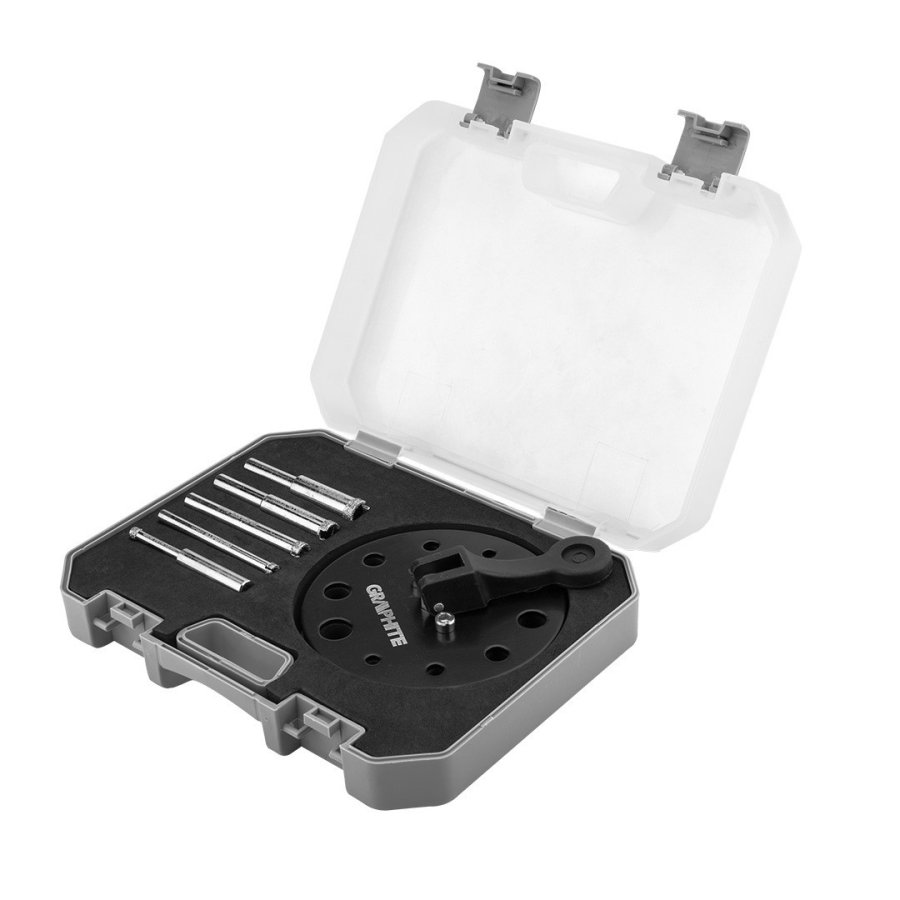 GRAPHITE 55H541 sada diamantových korunek do dlažby a obkladů 5,6,8,10,12 mm s přípravkem