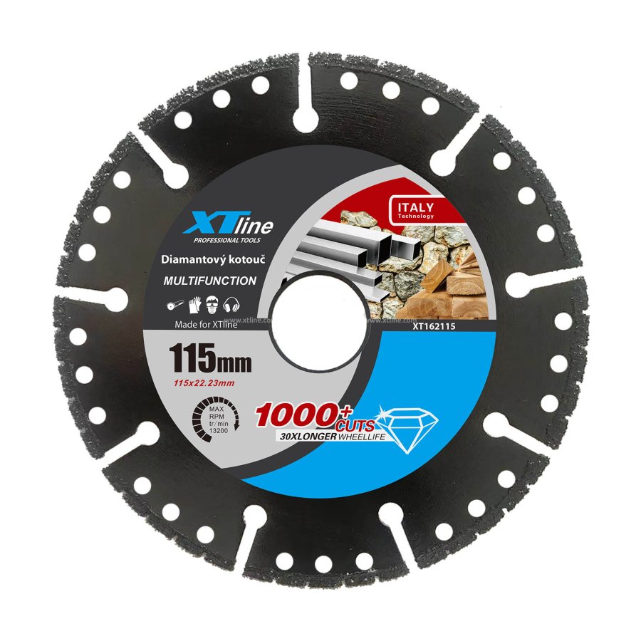 XTline XT162115 univerzální kotouč do úhlové brusky 115mm na dřevo, kámen, ocel