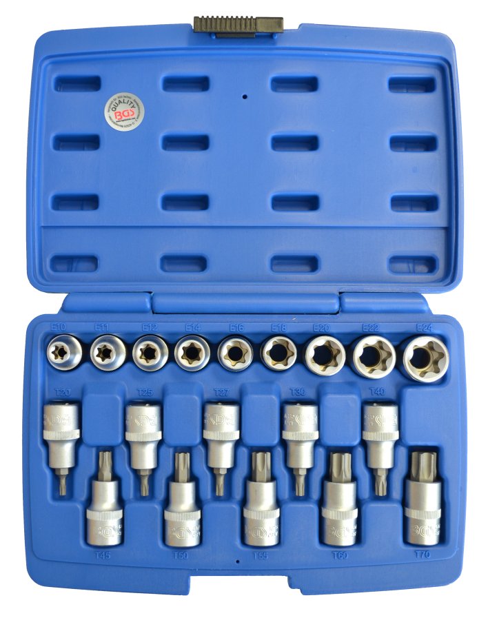 BGS 105100 sada TRX a E hlavic 1/2" 19 dílů