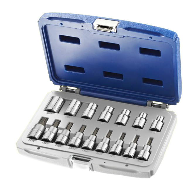 TONA EXPERT E032907 16dílná sada 1/2" hlavic TORX