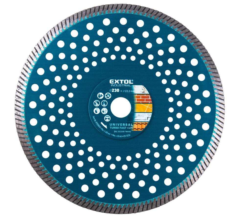 EXTOL INDUSTRIAL 8703055 kotouč diamantový 230x22,2mm turbo Fast Cut suché i mokré řezy