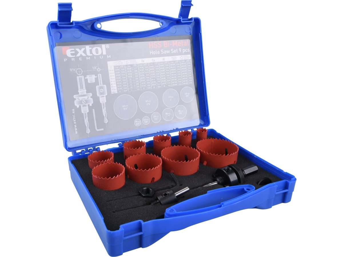 EXTOL PREMIUM 8801604 vrtáky korunkové, univerzální HSS, 19-64mm