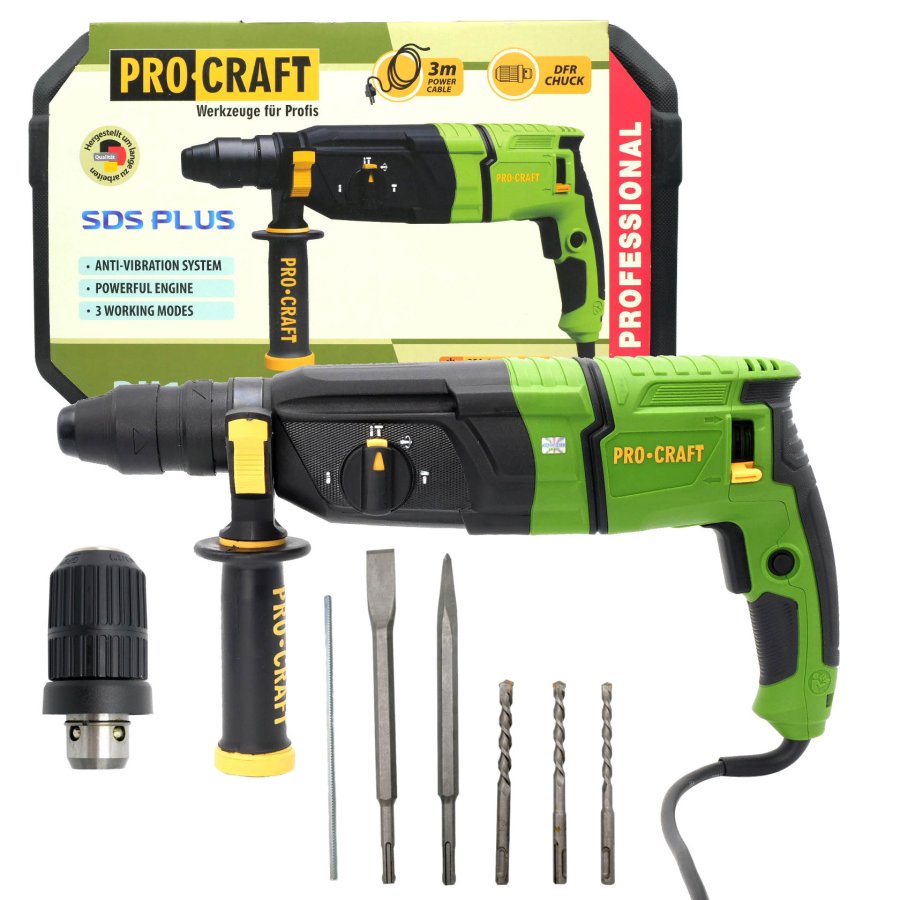 PROCRAFT BH1100 DFR kombinované vrtací a sekací kladivo SDS+ 3,2J s výměnným sklíčidlem Obrázek