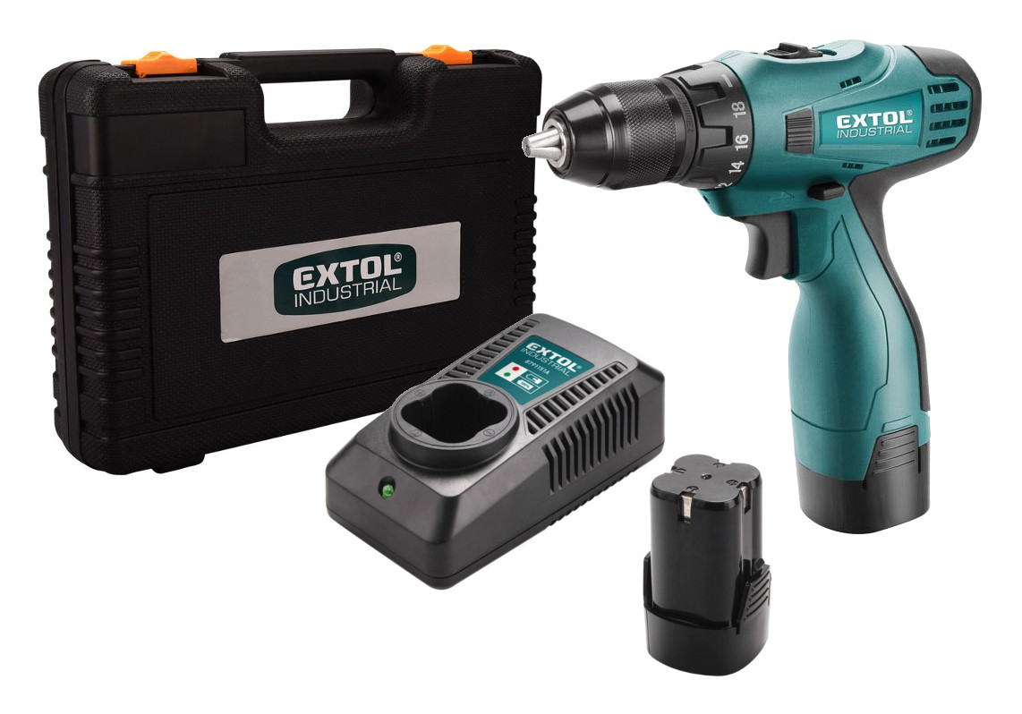 EXTOL INDUSTRIAL LI 16 CD 8791151 vrtací aku šroubovák 14,4V Li-ion 2x1,5Ah Obrázek
