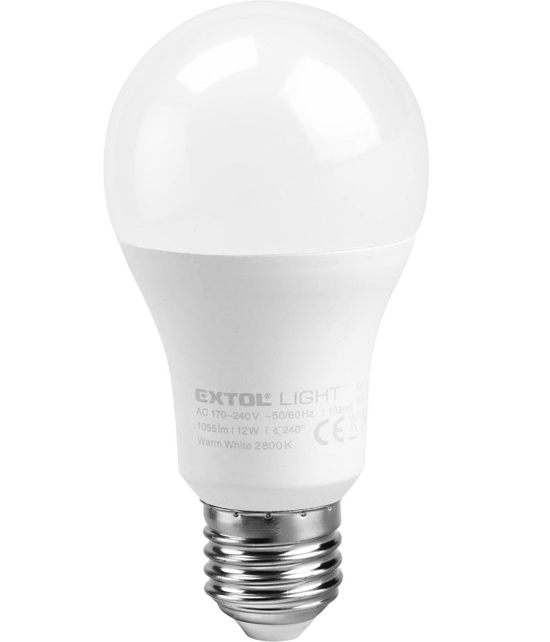 EXTOL LIGHT 43003 žárovka LED klasická, 9W, 800lm, E27, teplá bílá Obrázek