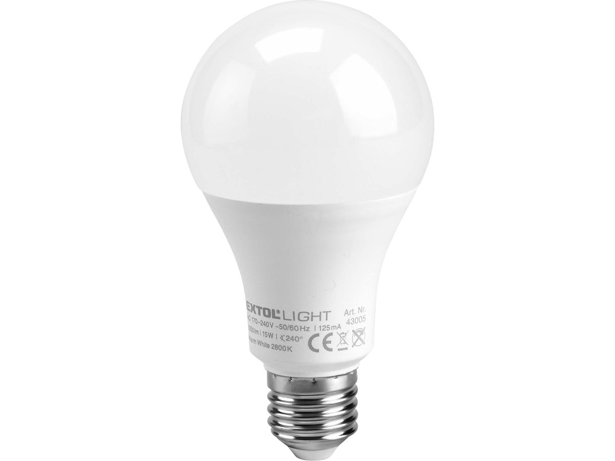 EXTOL LIGHT 43005 žárovka LED klasická, 15W, 1350lm, E27, teplá bílá Obrázek