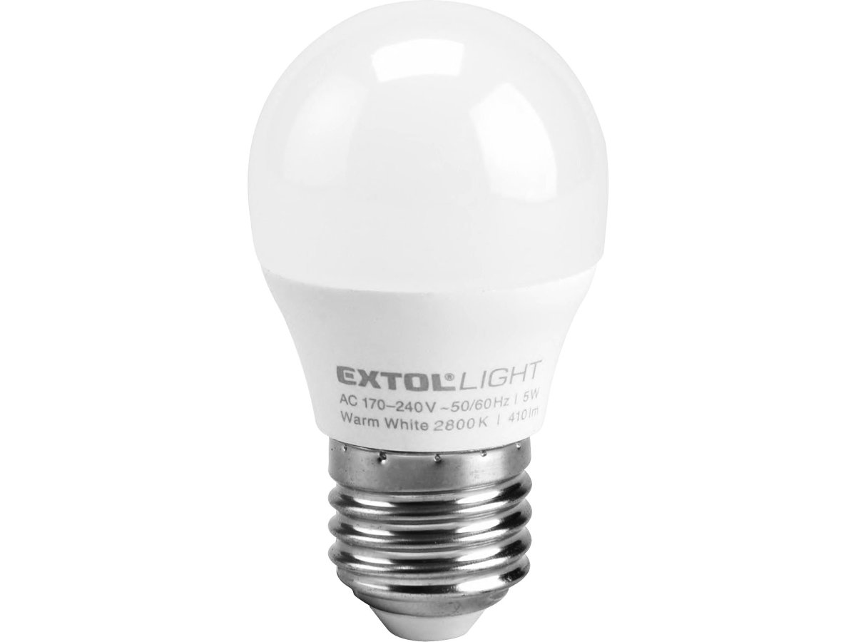 EXTOL LIGHT 43006 žárovka LED klasická, 5W, 410lm, E27, teplá bílá
