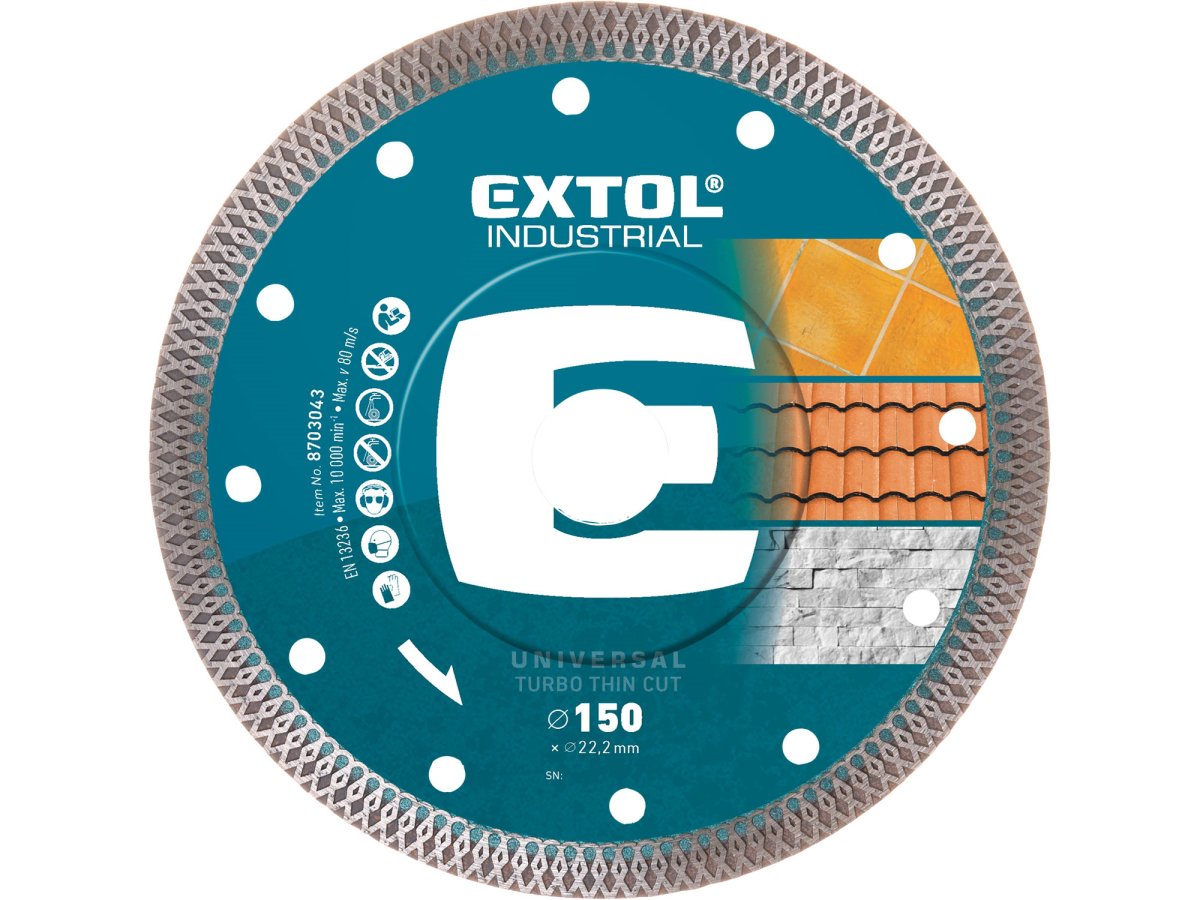 EXTOL INDUSTRIAL 8703043 kotouč diamantový 150x1,8mm řezný tenký turbo Thin Cut na dlažbu Obrázek