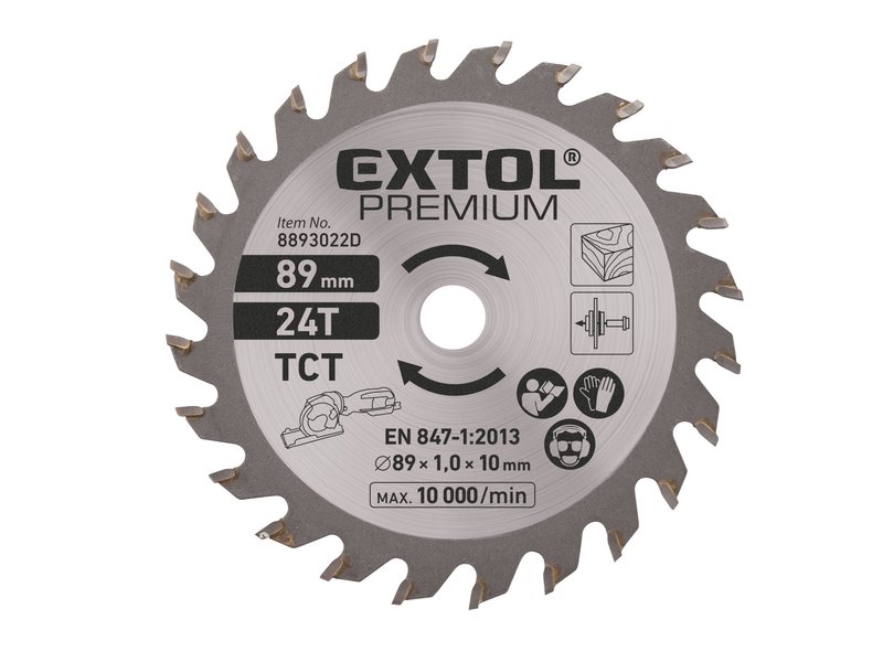 EXTOL PREMIUM 8893022D kotouč pilový s SK plátky 89x1,6x10mm, 24T Obrázek