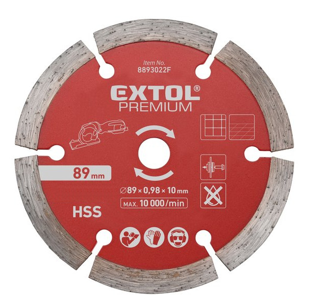 EXTOL PREMIUM 8893022F řezný segmentový diamantový kotouč 89x1,0x10mm Obrázek