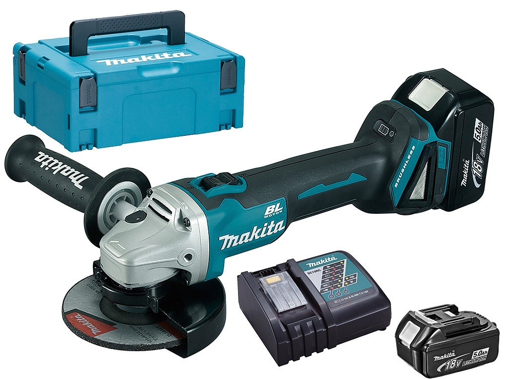 MAKITA DGA504RTJ aku úhlová bruska 125mm LiIon LXT 18V 2x5Ah Makpac Obrázek