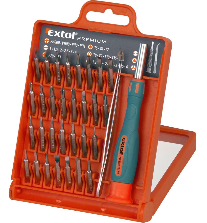 EXTOL PREMIUM 8819105 šroubovák hodinářský se sadou mikrobitů 32ks Obrázek
