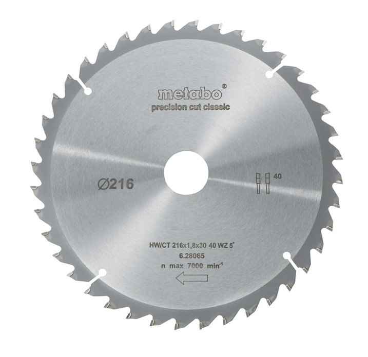 METABO kotouč pilový 216x1,8/1,2x30 40WZ 5° neg. 628065 Obrázek