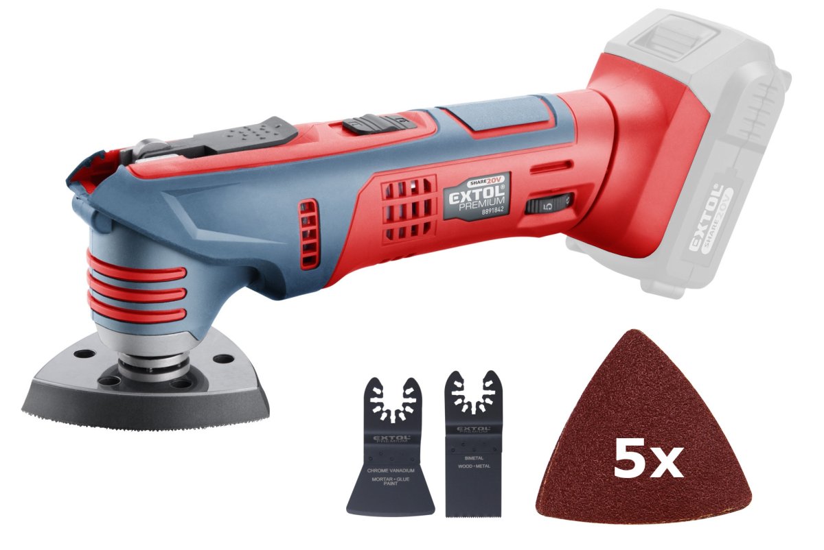 EXTOL PREMIUM 8891843 multifunkční oscilační aku bruska, SHARE20V LiIon, bez akumulátoru Obrázek