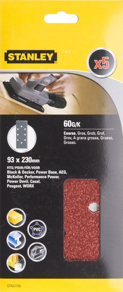 STANLEY STA31156 93x230mm K 60 brusný papír děrovaný, bal. 5ks Obrázek