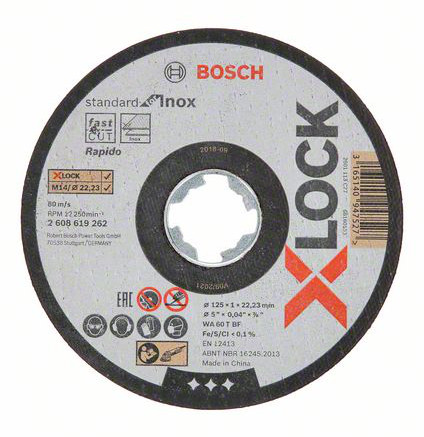 BOSCH řezný kotouč 125x1,0x22,23mm X-LOCK, Standard for Inox, 2608619262 Obrázek