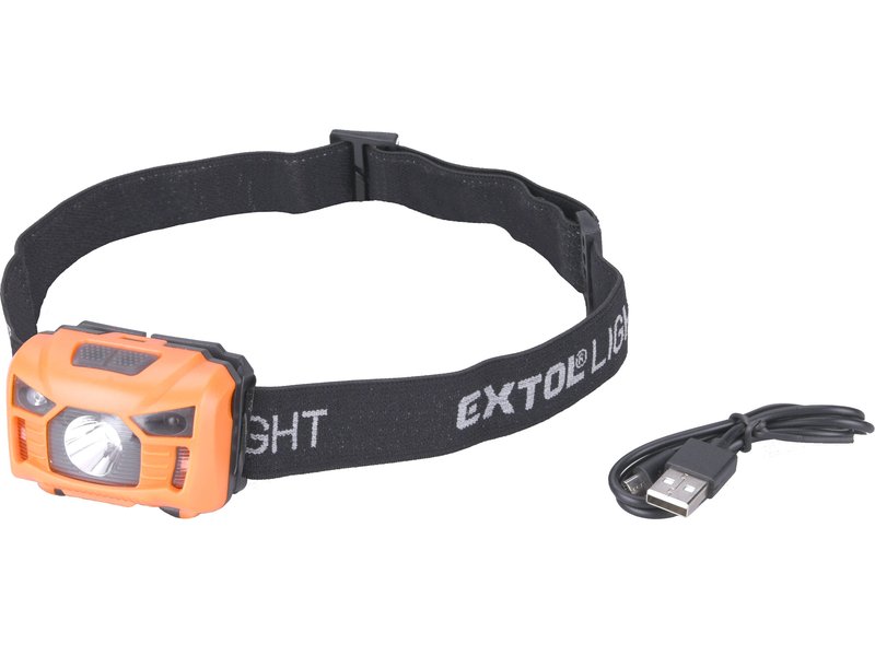 EXTOL LIGHT 43180 čelovka LED 100lm, nabíjecí, USB, IR senzor Obrázek