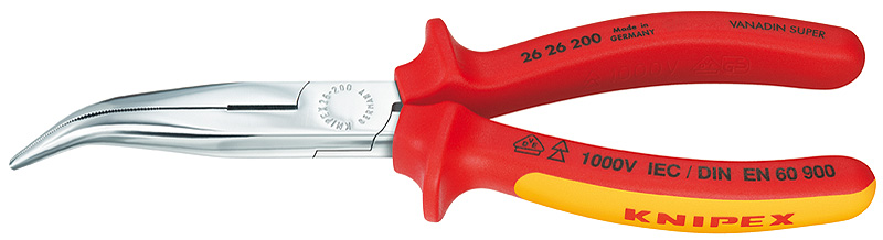 KNIPEX 2626200 půlkulaté s břity, čelisti zahnuté 40°, 200 mm, izolované 1000 V Obrázek