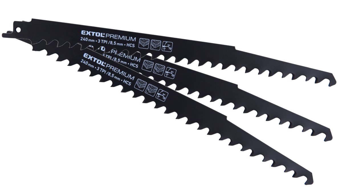EXTOL PREMIUM 8806100 pilové listy do ocasky 3ks 240mm HCS na syrové dřevo Obrázek