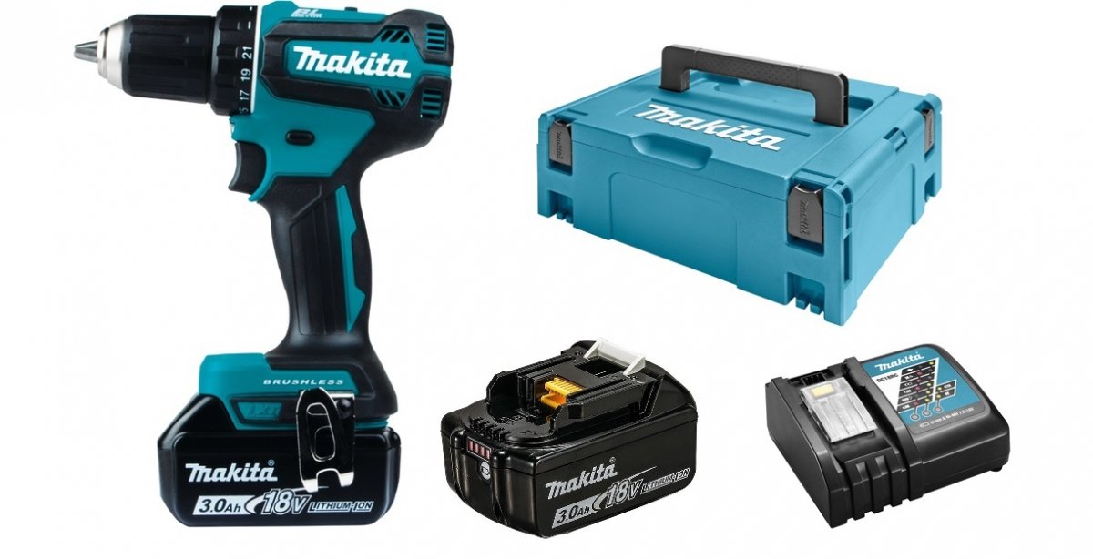 MAKITA DDF485RFJ bezuhlíkový aku vrtací šroubovák LiIon 18V 2x 3.0Ah systainer Obrázek