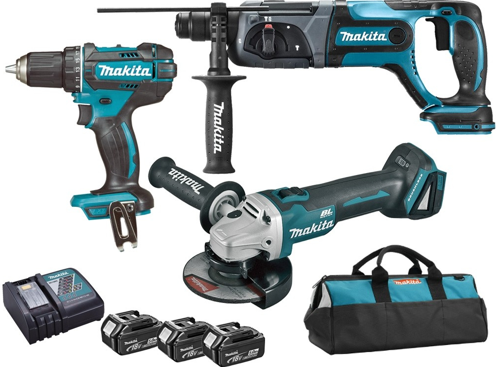 MAKITA DLX3078TX1 aku sada DGA504+DHR241+DDF482 LI-Ion 18V Obrázek