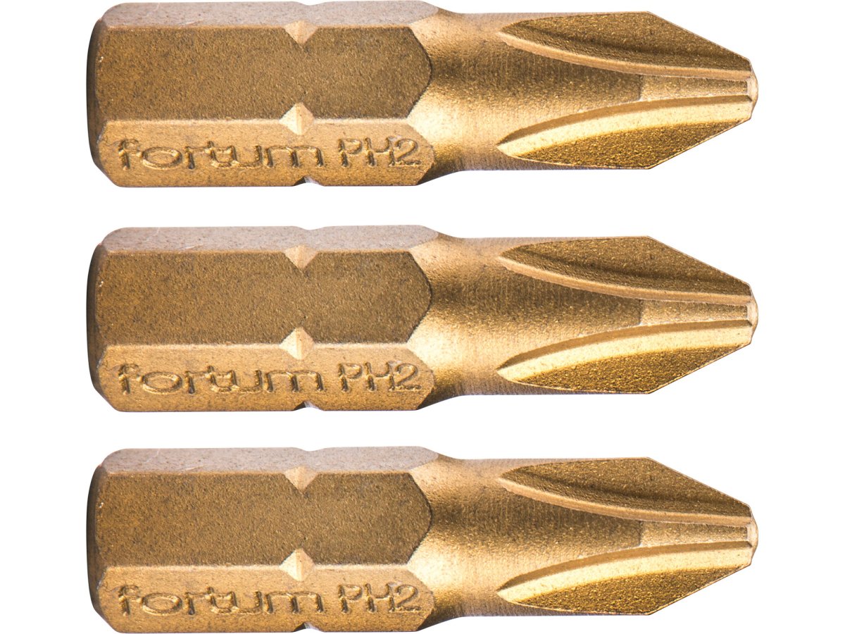 FORTUM-KITO 4741272 bit křížový PH2x25mm, S2-Titan - 3ks Obrázek