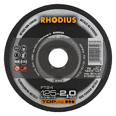 RHODIUS 125x2.0 FT24 TOPline kotouč řezný na hliník Obrázek