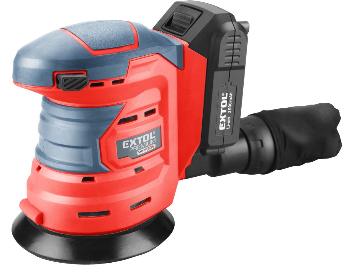 EXTOL PREMIUM 8891846 aku excentrická bruska SHARE20V, 125mm, 20V LiIon 2Ah Obrázek