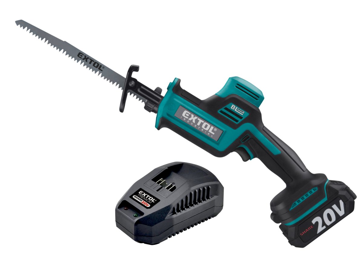 EXTOL INDUSTRIAL 8791828 jednoruční aku pila ocaska SHARE20V, BRUSHLESS, 20V LiIon 2Ah