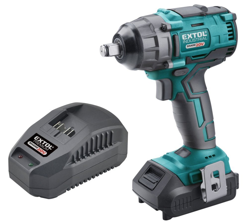 EXTOL INDUSTRIAL 8791810 aku rázový utahovák 1/2“ SHARE20V, 250Nm, BRUSHLESS, LiIon 2Ah Obrázek