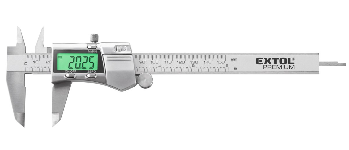 EXTOL PREMIUM 8825226 digitální posuvné měřítko nerez, 150mm, podsvícený displej Obrázek
