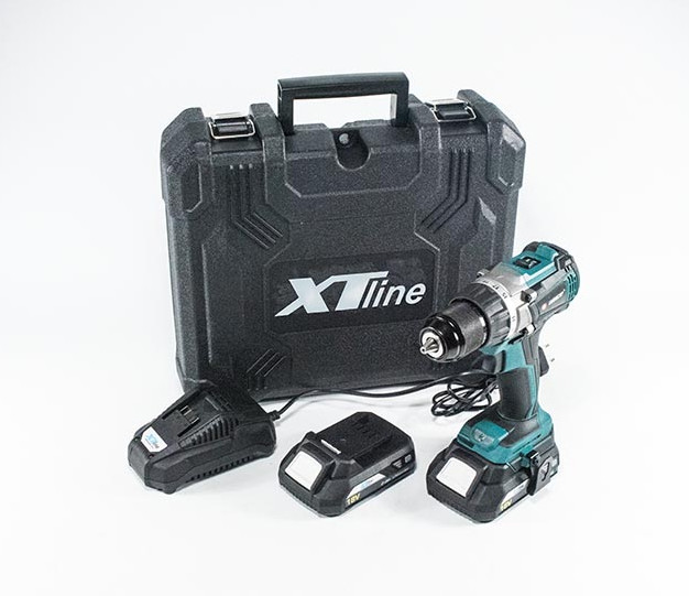 XTline XT102860 aku vrtačka příklepová 18V, 2x2,0Ah Li-ion BRUSHLESS + kufr Obrázek