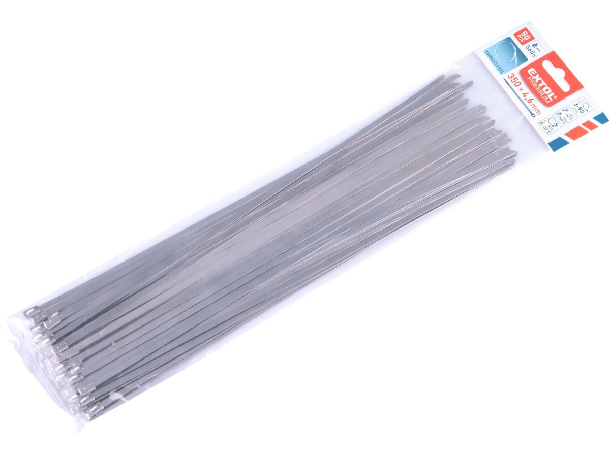 EXTOL PREMIUM 8856278 pásky stahovací NEREZ, 350x4,6mm, 50ks Obrázek