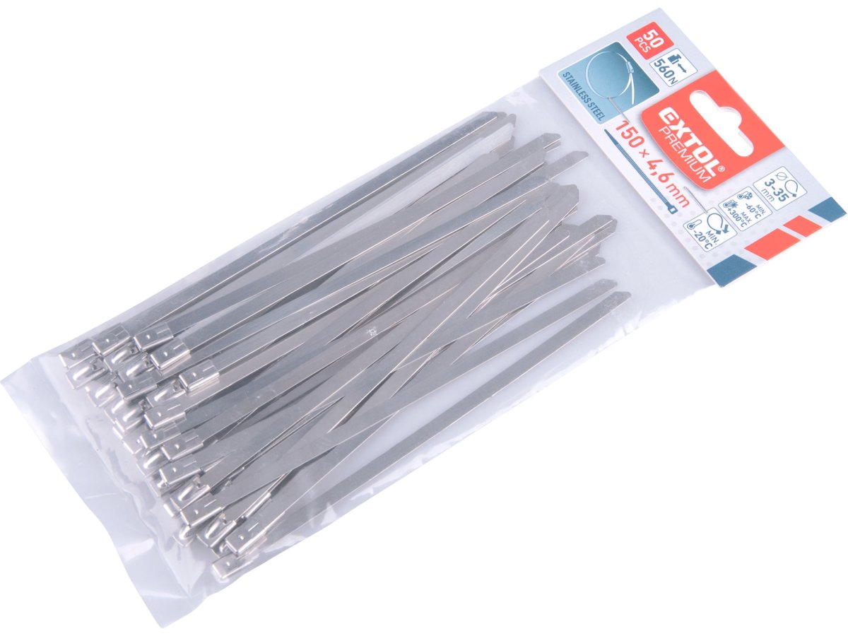 EXTOL PREMIUM 8856273 pásky stahovací NEREZ, 150x4,6mm, 50ks Obrázek