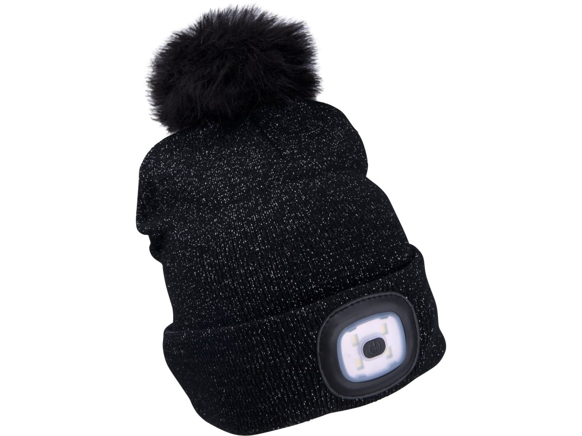 EXTOL LIGHT 43196 čepice s čelovkou 45lm, nabíjecí, USB, šedá/třpytivá s bambulí Obrázek