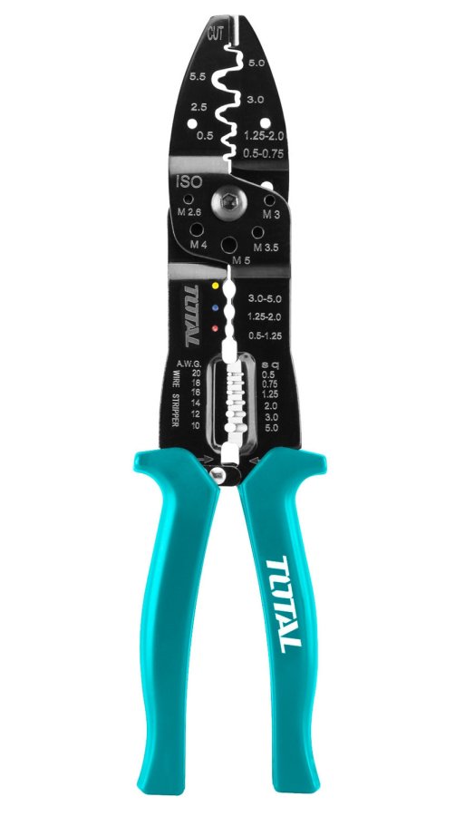 TOTAL THT15101 INDUSTRIAL kleště odizolovací a lisovací na konektory, 250mm Obrázek