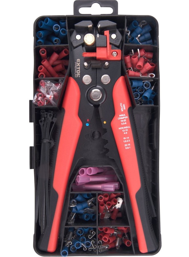 EXTOL PREMIUM 8831126 kleště odizolovací a lisovací + koncovky, sada 231ks Obrázek