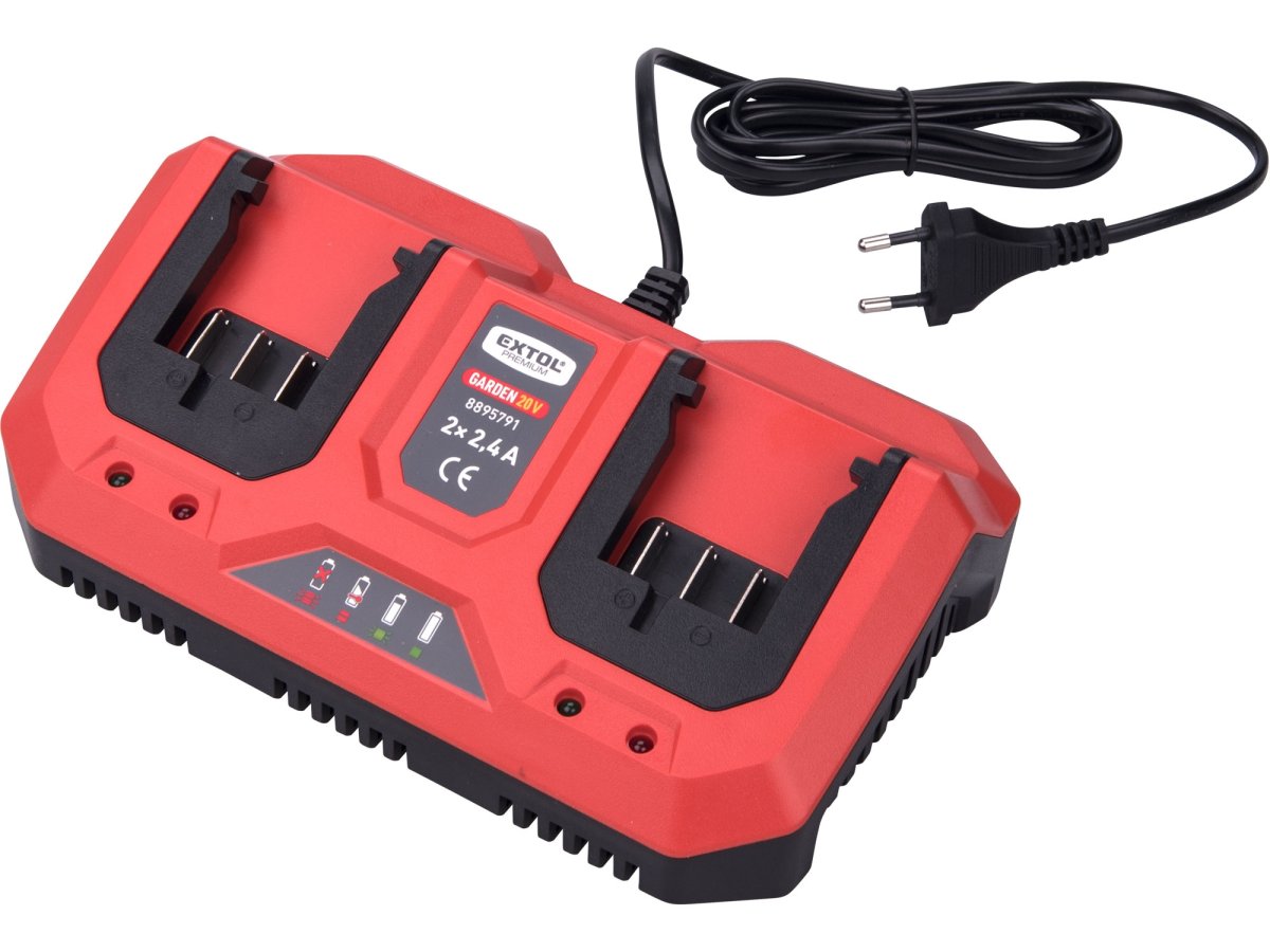 EXTOL PREMIUM 8895791 nabíječka na dvě baterie, 2x2,4A GARDEN 20V Obrázek