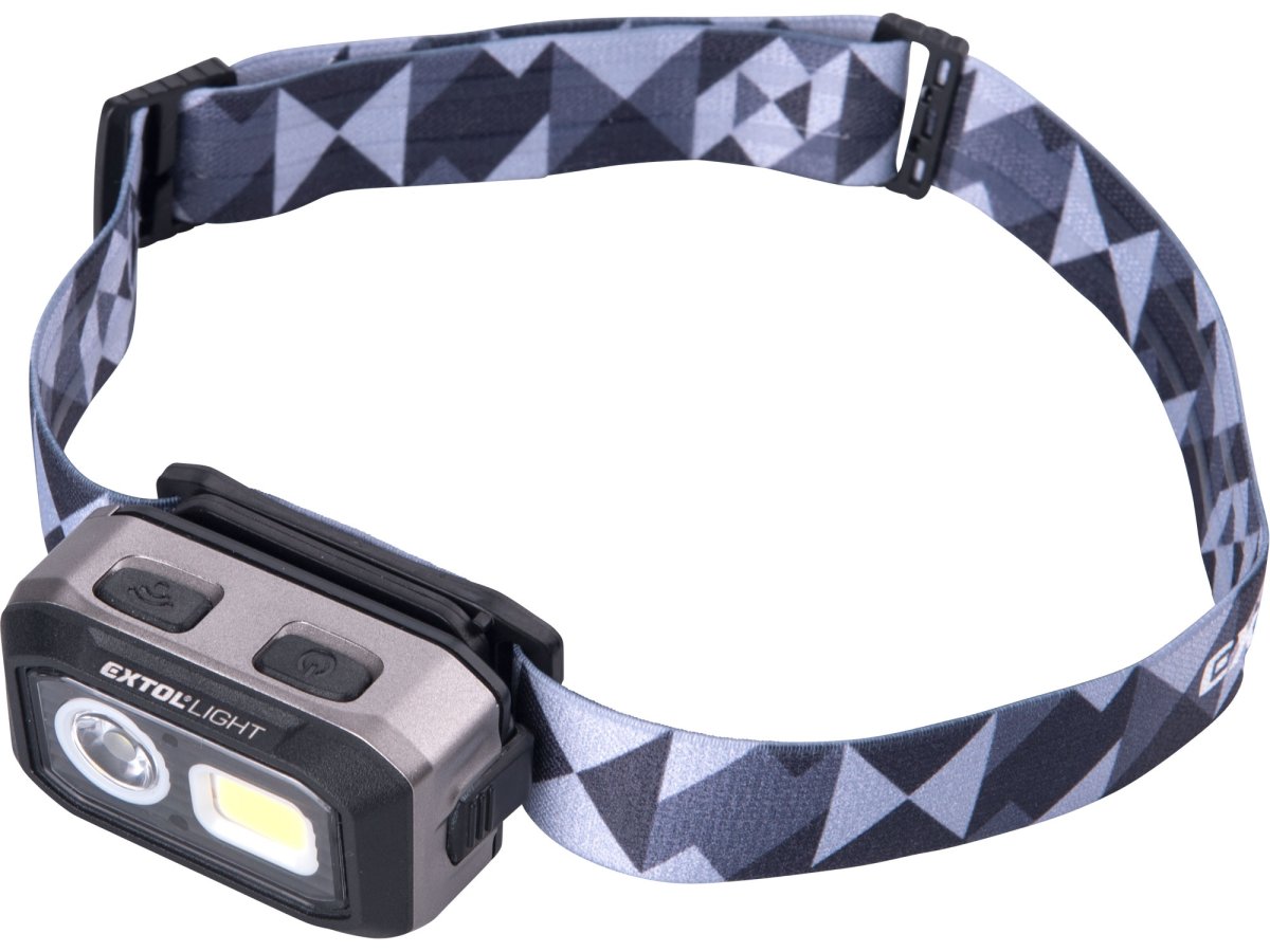 EXTOL LIGHT 43185 čelovka 500lm, Dual Power LiIon / AAA, USB, IR čidlo, OSRAM LED+COB LED Obrázek