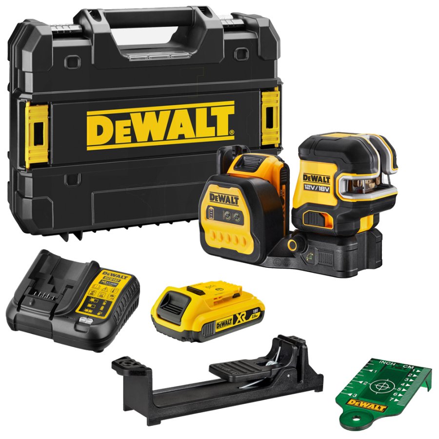 DeWALT DCE825D1G18 křížový laser s pěti bodovými paprsky zelený 12/18V 1x18V/2,0Ah v Tstak Obrázek