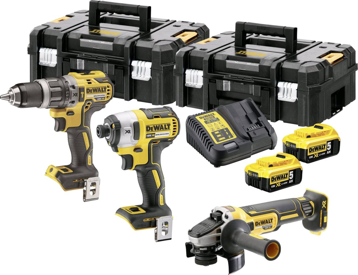 DeWALT DCK384P2T aku kombo sada DCD796+DCF887+DCG405 18V XR 2x5,0Ah TStak Obrázek