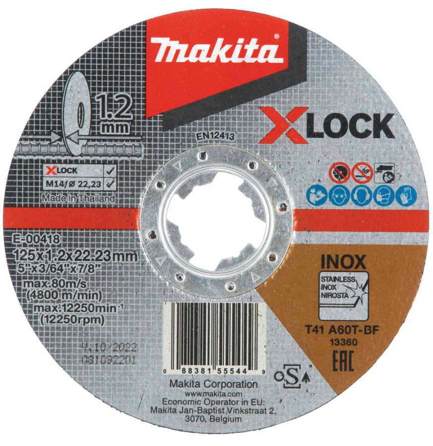 MAKITA E-00418 řezný kotouč na nerez X-LOCK 125x1.2mm Obrázek
