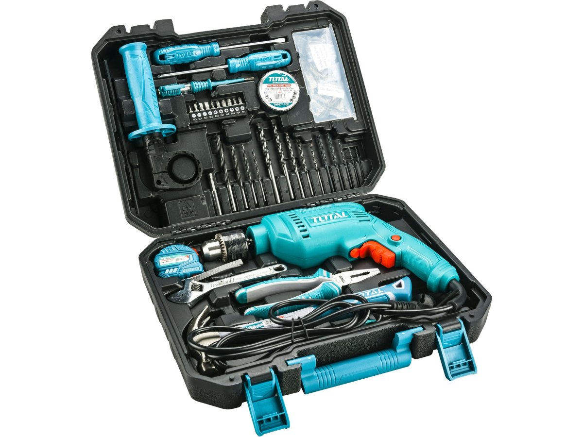 TOTAL THKTHP1152 příklepová vrtačka s nářadím a vrtáky 680W Obrázek