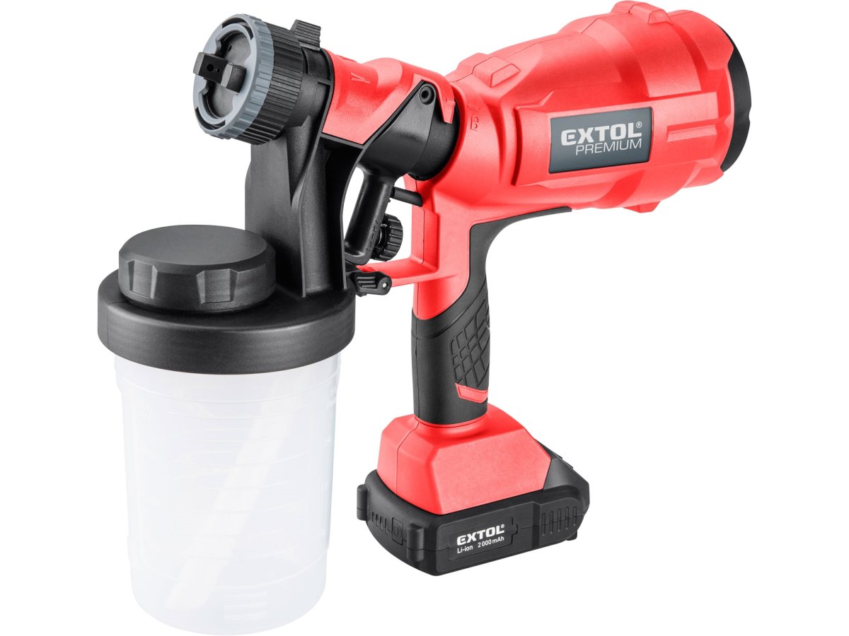 EXTOL PREMIUM 8891862 aku stříkací pistole HVLP SHARE20V, LiIon, 2Ah Obrázek