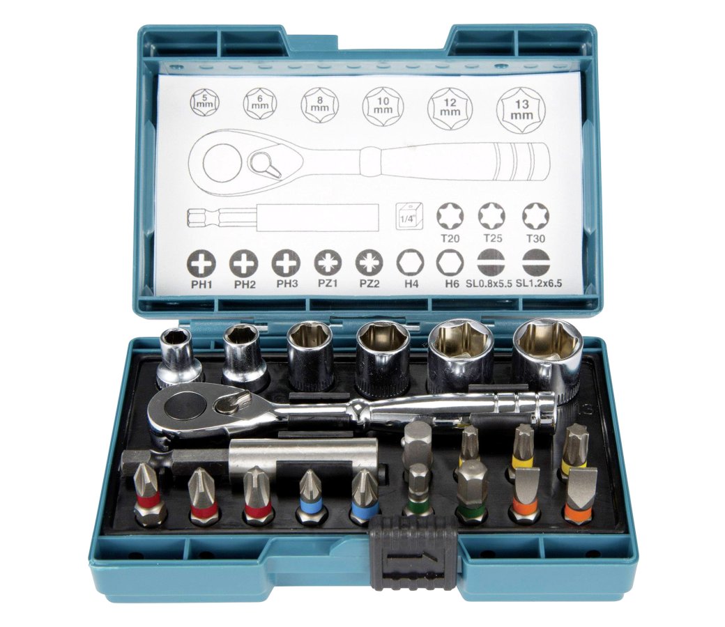 MAKITA B-54081 sada bitů a nástrčných klíčů šestihran 1/4", 21 ks Obrázek